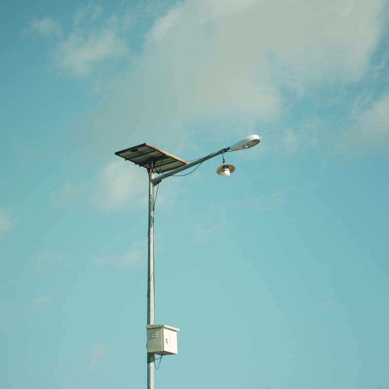 Solar-powered lights in a garden